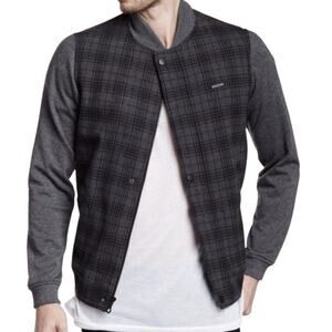 Ezekiel Men’s Trading Post Bomber Jacket Plaid Cotton Grey Size XL New